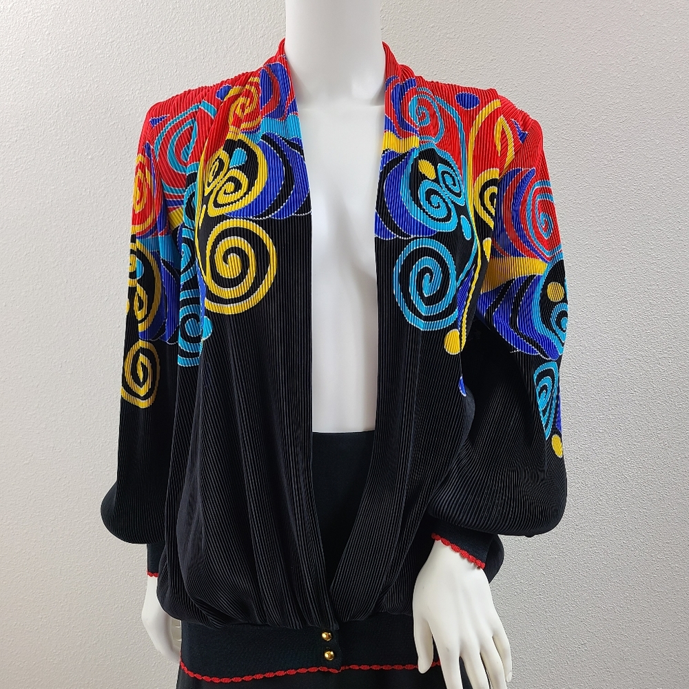 Vintage 1980's OSFM multi color micropleat jacket by Virginie Paris